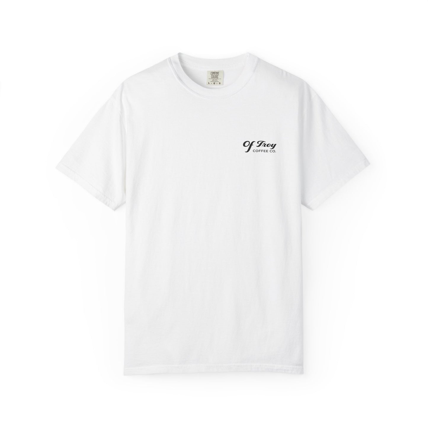 Of Troy Coffee Co White T-Shirt — Logo Tee