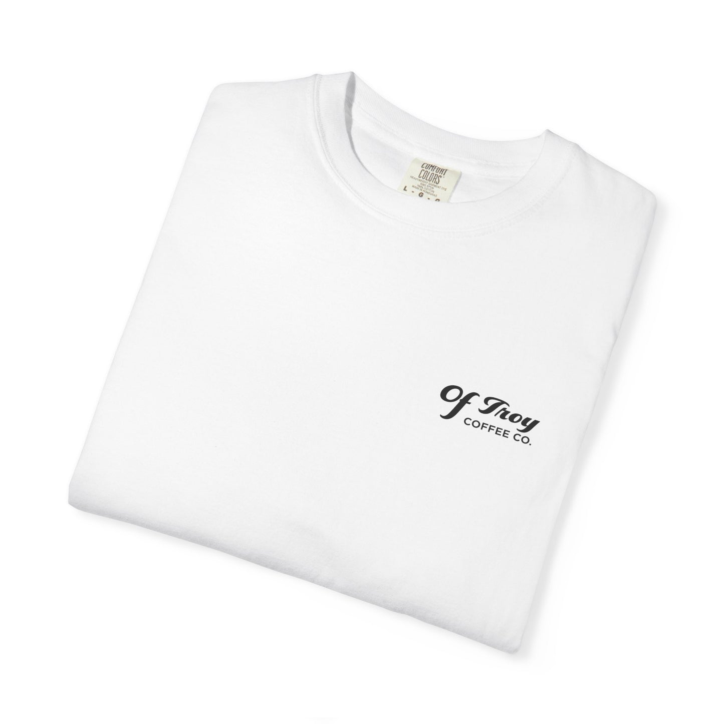 Of Troy Coffee Co White T-Shirt — Logo Tee